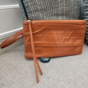 HOBO Rust Orange Leather Clutch
